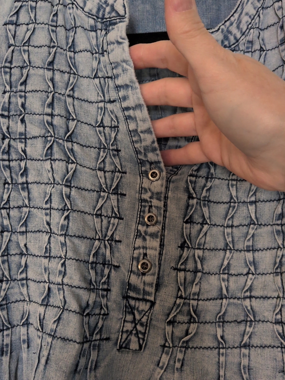 Tantrums Light Blue Washed Denim Tunic Blouse - Picture 2 of 7
